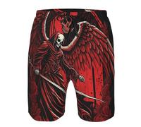 Angelo Dio Teschio Tristo Mietitore Scheletro Rosso Uomo Bermuda da Bagno Resistenti Costume Mare Estate Calzoncini S