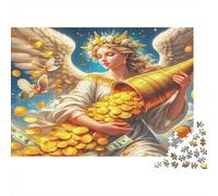 Angelo dorato con cornucopia Puzzle 1000 Pezzi Carta per Adulti Scena di abbondanza Gioco di Puzzle per Famiglia Relax Decorazione Regalo 38x26cm/1000pcs