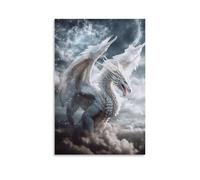 Angelo Drago tra le Nuvole Stampe per Pareti da Bagno per la Casa Moderna Decorazione Dipinti Arte Murale 24x36 pollici (60x90 cm)