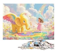 Angelo elefante Jigsaw Puzzle in Legnos Per Adulti Puzzle in Legno 1000 Pezzi Decorazione Interna Unica Per Gioco Familiare Regalo Per Amore E Amico Gioco Education Stress Relief 1000pcs (75x50cm)