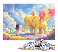 Angelo elefante Jigsaw Puzzle in Legnos Per Adulti Puzzle in Legno 300 Pezzi Decorazione Interna Unica Per Gioco Familiare Regalo Per Amore E Amico Gioco Education Stress Relief 300pcs (40x28cm)