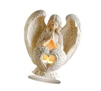 Angelo in acrilico in preghiera con motivi a forma di cuore, ornamento piatto 2D con base, ideale per decorazioni di famiglia, ricordi, regali, statuetta a forma di angelo in acrilico come regalo