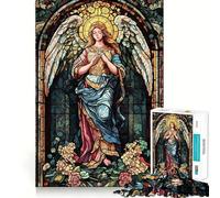 Angelo in vetro colorato - Puzzle da 1000 pezzi per adulti - Gioco di logica - Ideale per momenti di condivisione - Bordo di alta qualità - Regalo di pregio 50x75cm