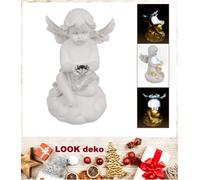 Angelo LED Cristallo Cuore Bianco Seduto Putti 11x7,5cm Con Batteria