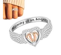 Angelo Mamma - Gioielli Commemorativi in Lega di Zinco, Fascia Aborto Spontaneo, Design Impronta Cuore | Argento Consuolo Perdita Gravidanza, Ricordo Festa Mamma Regalo Lutto Unico