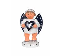 Angelo Messaggero Di Pace + Cuore Swarovski Antracite E Base Limitata 4x6x3,5cm