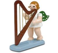 Angelo Musicante Con Arpa Corona Altezza Circa 6 CM Nuovo di Natale Legno