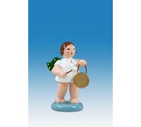 Angelo Musicante Con Gong Senza Corona Altezza Circa 6 CM Nuovo Erzgebirge Legno