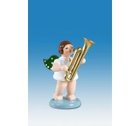 Angelo Musicante Con Sarrusophon Senza Corona Altezza Ca 6 CM Nuovo Erzgebirge