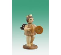 Angelo Musicante Con Vasca Corona Natura Altezza Circa 6 CM Nuovo Legno