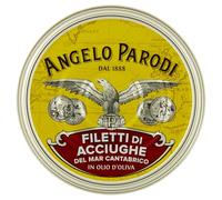 ANGELO PARODI - Filetti di Acciughe in Olio di Oliva Pescate e Lavorate nel Mar Cantabrico Tappo Salva Fragranza 550g