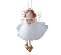 Angelo per bambina per albero di Natale, decorazione da sogno con gonna di tulle, S di angelo bambina con dorate per Natale, per balcone, giardino, caffè, fattoria, davanzale, porta soggiorno