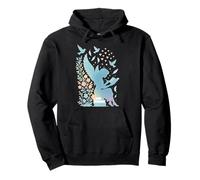 Angelo Ragazza Lettura Floreale Uccello Piume Bookworm Book Lovers Felpa con Cappuccio