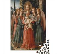 Angelo sacro che tiene in braccio una femmina di Shiba InuDipinto medievale StylePuzzle 1000 Pezzi Per Adulti, Giochi Educativi38x26cm/1000pcs