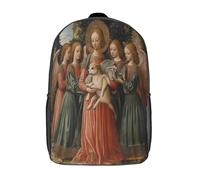 Angelo Sacro che tiene in braccio una Shiba Inu femmina Zaino Con Stampa 3D Dipinto medievaleStyle Zaini Tasche Nascoste Laterali Borsa Da Scuola,per Viaggi,libri,per Bambini 17inch