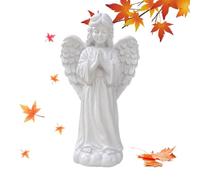 Angelo statuetta commemorativa realistica in resina, 17 cm | Statue da esterni con ali d'angelo bianche, per casa, camera da letto, balcone, scrivania, tavolo, mensole, giardino, cortile