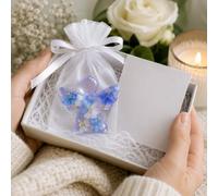Angelo tascabile con poesia ispiratrice - in resina trasparente pressata fiore custode angelo pegno - regalo ricordo lutto simpatia con sacchetto in organza