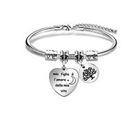 Angelra Figlia Bracciale Famiglia Braccialetto Donna" mia figlia è l'amore della mia vita" Cuore Ciondolo con Incisione per Compleanno Natale