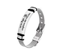 Angelra Regali della Festa del Papà Padre Bracciale da Uomo, Papà,il Mio Eroe per Sempre Ciondolo Braccialetto Argento Nero da Figlia e Figlio (Argento)