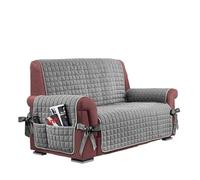 Angel's Collection Copridivano Trapuntato Square Salvadivano con Tasche Laterali e Lacci 1-2-3-4 Posti Diversi Colori (Grigio, 2 Posti 110 x 225 cm.)