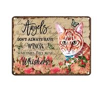Angels Don't Always Have Wings Somethings They Have Whiskers Targa in latta con gatto in metallo con animali da 30,5 x 40,6 cm, decorazione resistente alle intemperie, per casa, bar, pub, garage