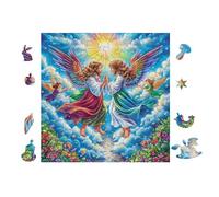 Angels Flying in Sky Rompicapo 100 Pezzi Per Creatività Bambini Cartone Spesso Tema Fantasy Per Passatempo Creativo Attività Educativa Con Poster Incluso 28x28cm