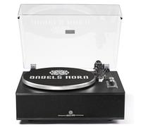 ANGELS HORN Giradischi Vinile Bluetooth | Giradischi Hi-Fi a 2 velocità con altoparlanti integrati | Include preamplificatore Phono & Cartuccia magnetica AT-3600L | Edizione classica nera