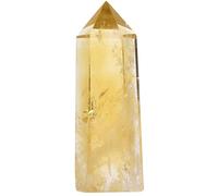 Angelstones Pietra preziosa di citrino naturale, pietra curativa, esagonale, appuntita, Reiki, chakra, prisma sfaccettato, bacchetta intagliata, statuetta decorativa per la casa