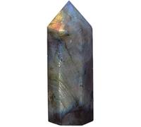 Angelstones Pietra preziosa naturale di labradorite guarigione cristallo esagonale appuntito Reiki Chakra sfaccettato prisma bacchetta pietra scolpita figurina decorazione casa