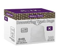 AngeLvet Code K, sacchetti per la spazzatura con coulisse, compatibili con simplehuman Code K, 200 pezzi in totale, 35-45 litri, spessore 1,2 mm, sacchetti bianchi per bidoni della spazzatura in