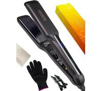 ANGENIL Piastra per i Capelli Larga Professionale, Piastre Ioni Ceramica per Capelli da Viaggio, Piastre Termoprotettore per Capelli Keratina Portatile, per Donna Capelli Lunghi Spessi e Crespi, 1.6"