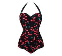 AngerElla, Costume da bagno intero da donna, stile Vintage anni '50, Pin Up, monokini Schwarz(Kirsche) EU38-40=Dimensioni dell'etichetta Large