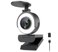 Angetube Webcam 4K@30fps con anello luminoso e microfono, webcam 1080P@60FPS per PC, copertura della privacy, fotocamera USB per streaming, zoom, squadre, PC portatile