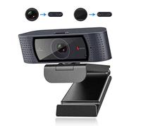 Angetube Webcam con microfono - Streaming Webcam Full HD 1080P con autofocus, doppio microfono a cancellazione di rumore e copertura protettiva integrata. Adatta a PC, laptop, Linux e Mac.