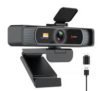 Angetube Webcam grand angle 4K pour PC - FOV à 120°, autofocus PDAF, 2 micros antibruit, 1080p @ 60 fps, correction automatique de la lumière, USB-A/C, couverture de confidentialité, caméra de
