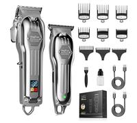 AngFan Tagliacapelli professionale da uomo, set di tagliacapelli e tagliacapelli senza fili con display LCD, motore ad alta velocità 7200 giri/min, durata 5 ore, strumenti da barbiere montabili a