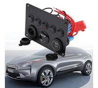 ANGGREK 5 Gang Azionamento del Pannello Interruttore a Levetta Doppio Caricabatterie USB e Voltmetro con Luce di Lavoro a LED Verde/rosso per Auto in Barca Marina (Luce rossa)