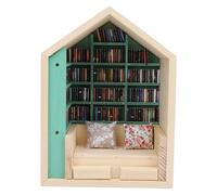 ANGGREK Kit di Angolo del Piccolo Libro di Case, Arredamento in Legno con 200 Libri per lo Studio in Legno Resistente Alla Scrivania, Dono Unico per Allevamento di Stress Attuale