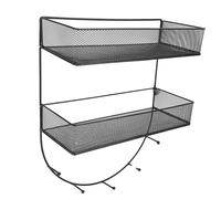 ANGGREK Scaffale di Stoccaggio Laterale del Frigorifero, Acciaio Al Carbonio, 2 Livelli con Ganci, Risparmio Spaziale per l'organizzazione della Cucina