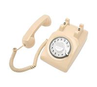 ANGGREK Telefono Fisso retrò con Quadrante Vintage e Suoneria Meccanica in Materiale ABS Perfetto per l'Arredamento per Gli Anziani Beige