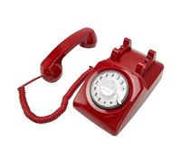ANGGREK Telefono Fisso retrò con Suoneria Meccanica e Quadrante Vintage in Materiale ABS Perfetto per l'arredamento per Gli Anziani Rosso