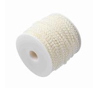 ANGGREK Tenda con Perline Artificiali, Perline in ABS, Corda da 40 M, Rotolo da 4 Mm, Lunghezza Tagliabile, Bianco Beige, per Matrimoni, Feste, Fondali, Finestre, Divisori, Tavoli, Vasi, (Beige)