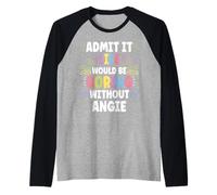 Angie Personalized Name Funny Cute Custom Angie Name Maglia con Maniche Raglan