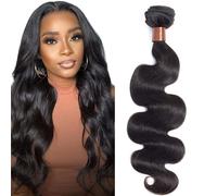 ANGIE QUEEN Brasilianisches Echthaar, gewellt, ein B ndel, 100 % unverarbeitetes Echthaar, Extensions, nat rliches Schwarz (14)