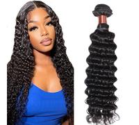 Angie Queen Capelli Vergini Brasiliani Ondulati Profondi Un Bundle 100% Capelli Umani Non Trattati Tessitura Extension Colore Nero Naturale 12 Po