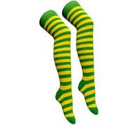 Angies Fashion Ltd - Calze da donna con motivo a righe orizzontali lungo sopra il ginocchio Giallo/verde. Etichettalia unica