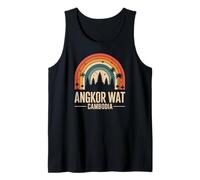 Angkor Wat Cambogia, Retro Arcobaleno e Divertente Tempio Vintage Canotta