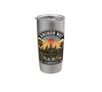 Angkor Wat Cambogia Vintage Antico Tempio Viaggio Bicchiere termico in acciaio inox doppia parete