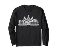 Angkor Wat Disegno a Linee Tempio Cambogia Arte Maglia a Manica