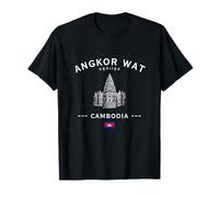Angkor Wat Tempio della Cambogia Khmer Bandiera Souvenir Maglietta